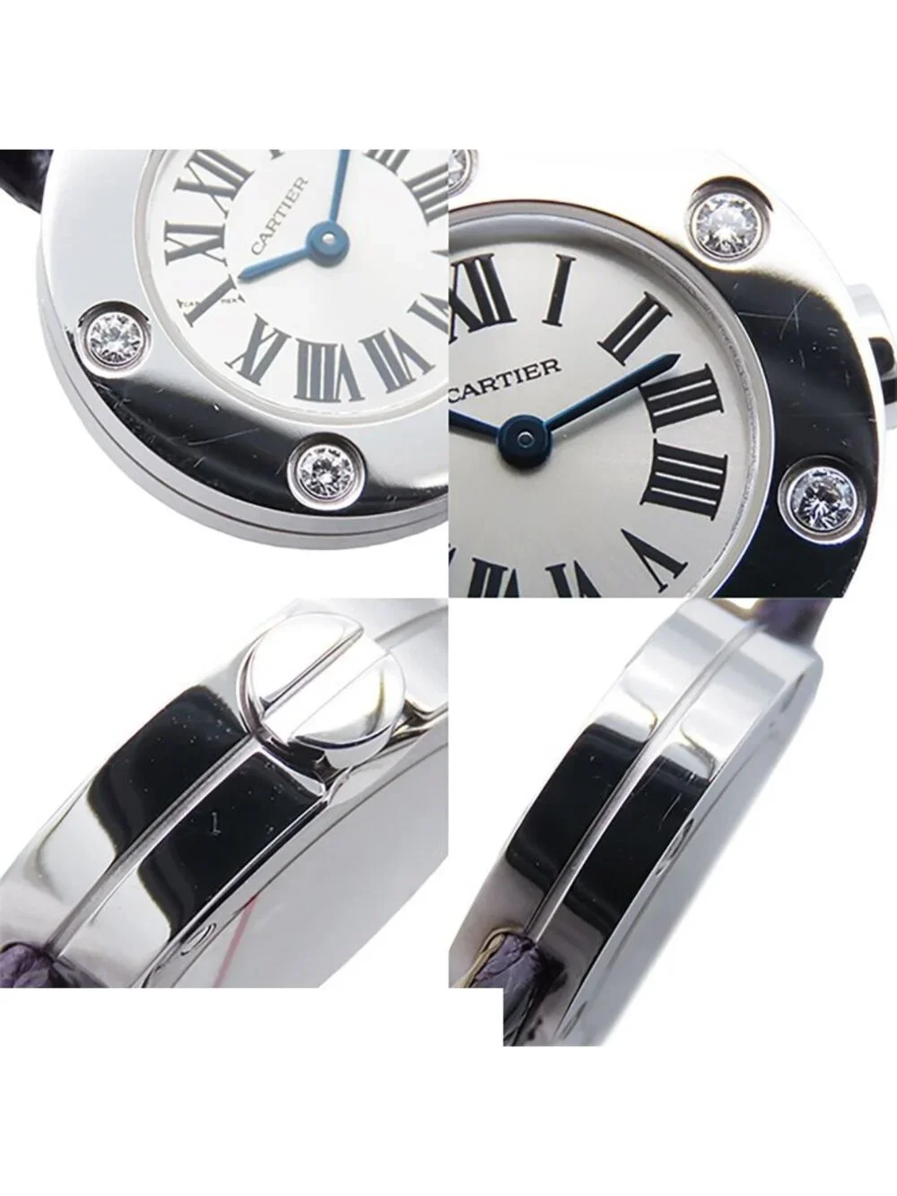 Cartier Love Watch Silver 18k White Gold Leather Diamond Quartz